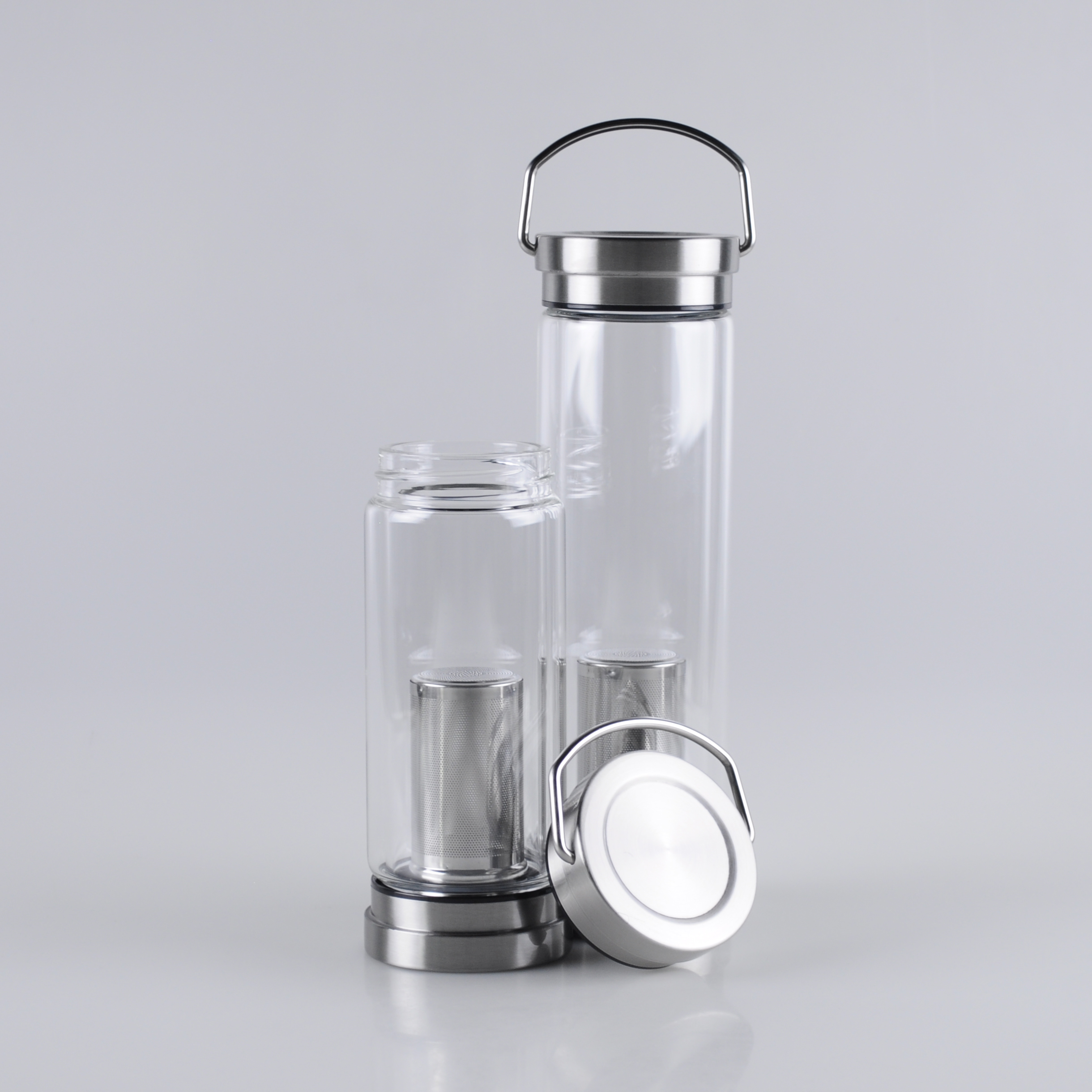 300ml 450ml Carrying Stainless Steel Lid Borosilicate Glass Tea Cup Safeshine