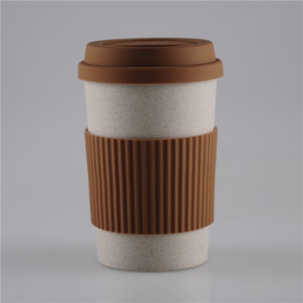 350ml Popular Glass Coffee Cup with Silicone Sleeve and Lid Office